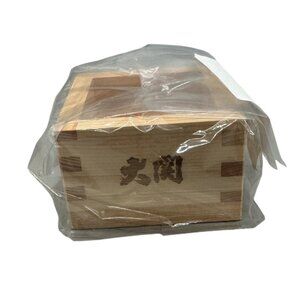 Japanese Garden Wooden Sake Cup 50th Anniversary San Mateo 3.5x3.5x2" READ NEW